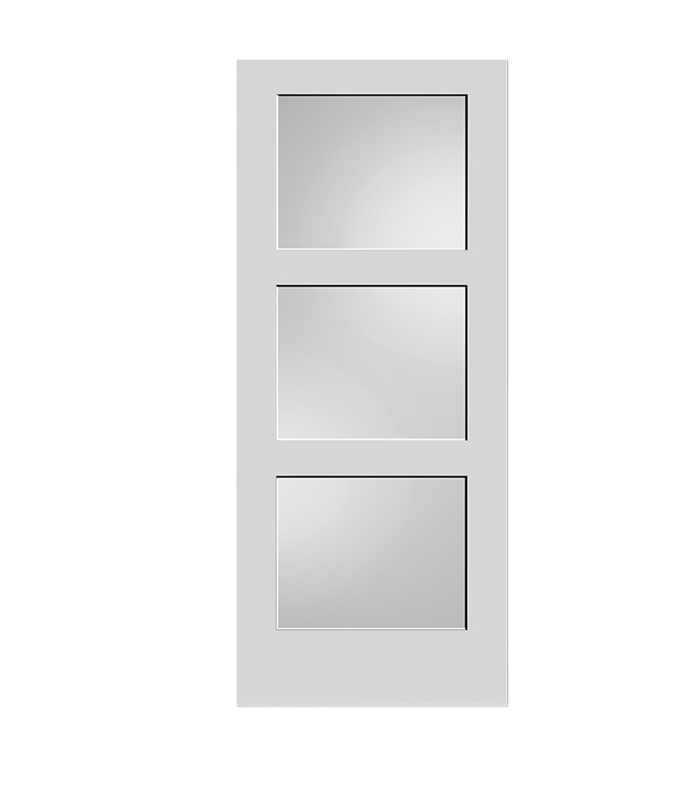 3 Panel Solid Core Door (Frosted Glass)
