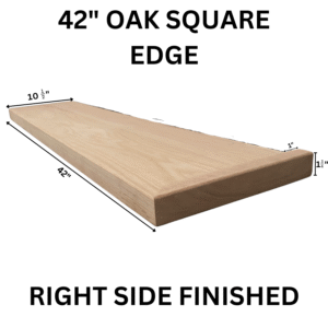 42″ Red Oak Square Edge Tread Finished RIGHT