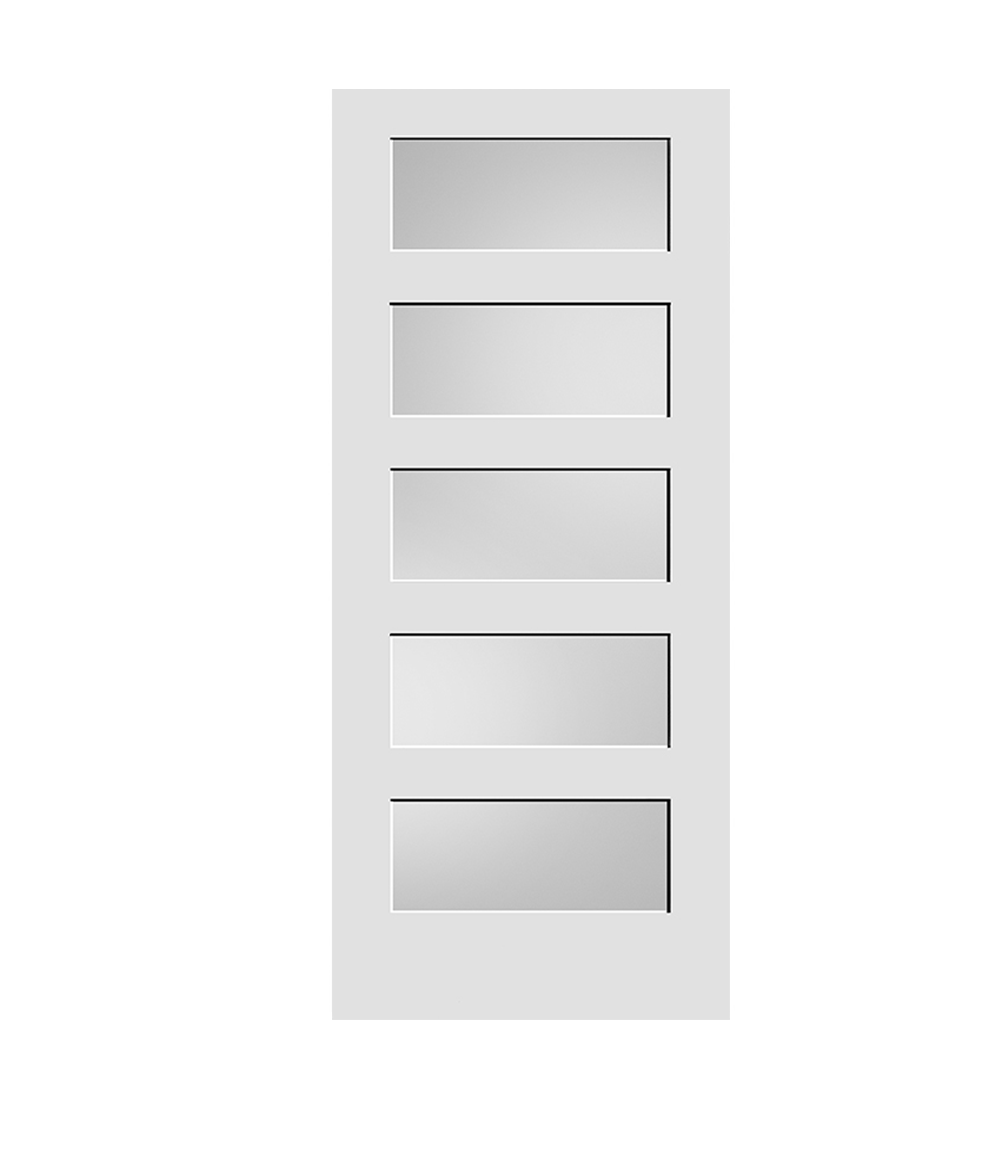 5 Panel Solid Core Door (Frosted Glass)