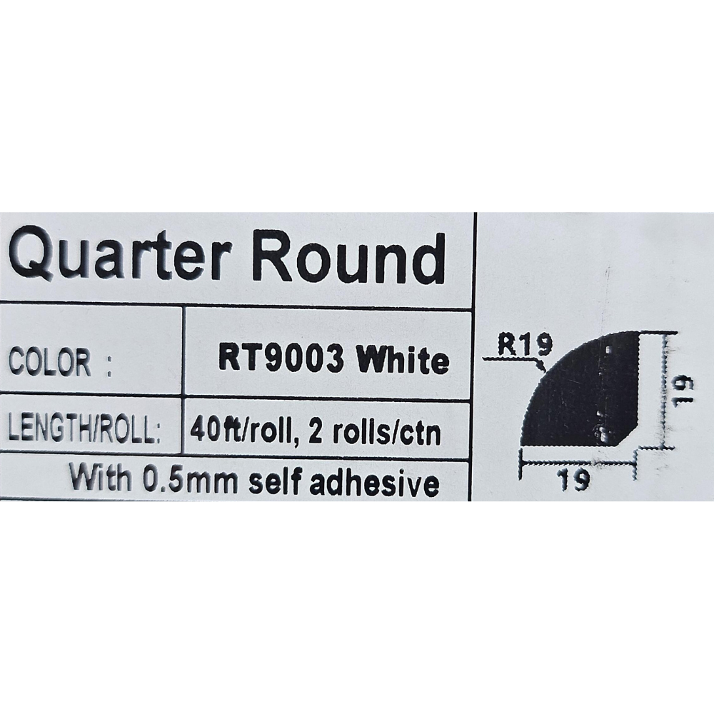 Cosmaroma – Flex Quarter Round Self Adhesive White – 1 1/4″ x 3/4″ – Sold per ft - Image 2