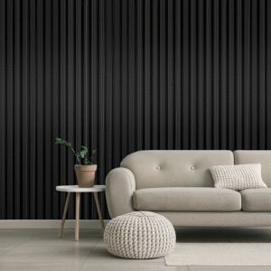 Acoustic Wall Panel – Black Vertical Stripes – 1 1/16"