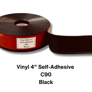 Vinyl Base Self Adhesive 4″ & 6″ options – Sold by Linear Feet – 4" x 1/8" x 100' – Black