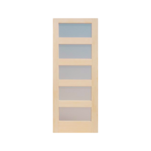 5 Panel Shaker Natural Pine Solid Core (Frosted Glass)