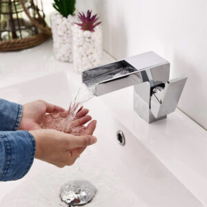 COS-F11101CP Polished Chrome Single Handle Waterfall Lavatory Faucet