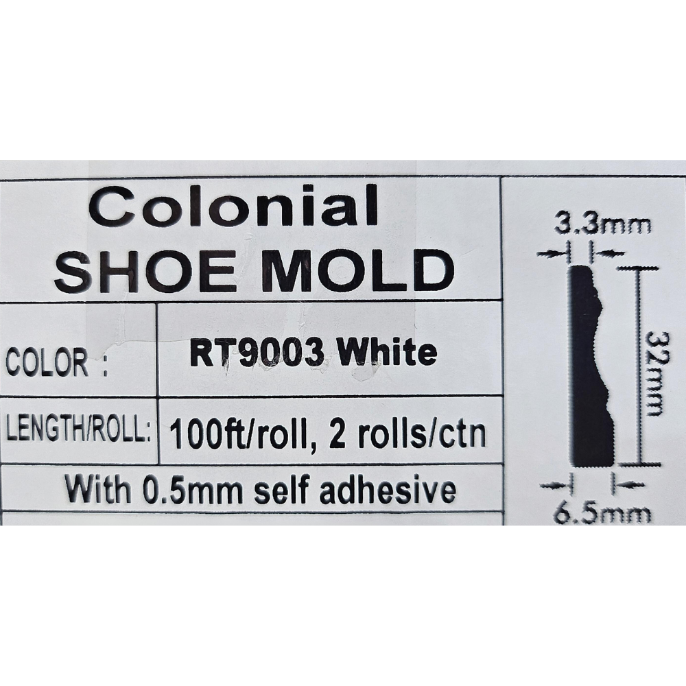Cosmaroma – Flex Colonial Shoe Moulding Self Adhesive White – 1 1/4″ x 1/4″ – Sold per ft - Image 3