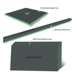 HydroBlok – Waterproof Shower Kit – Sloped Base, Foam Wall Panels & Mini Curb – 36" x 60"