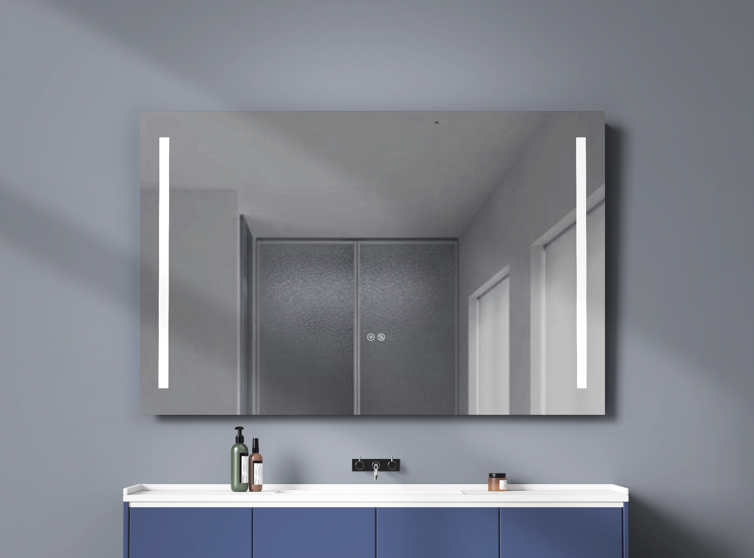 Dureno Front Light Mirror Black LED/3CCT/Dimmable/Anti Fog