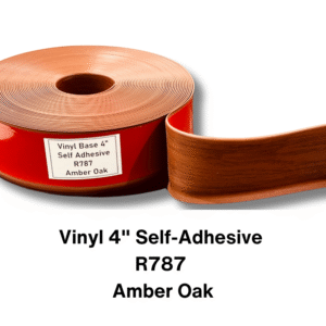 Vinyl Base Self Adhesive 4″ & 6″ options – Sold by Linear Feet – 4" x 1/8" x 100' – Amber Oak
