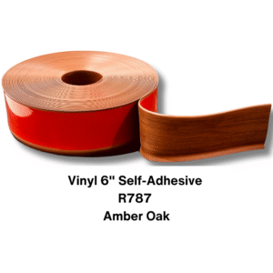 Vinyl Base Self Adhesive 4″ & 6″ options – Sold by Linear Feet – 6" x 1/8" x 100' – Amber Oak