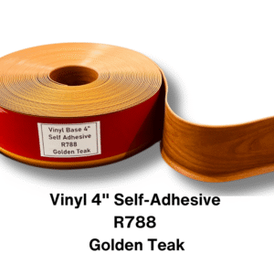 Vinyl Base Self Adhesive 4″ & 6″ options – Sold by Linear Feet – 4" x 1/8" x 100' – Golden Teak