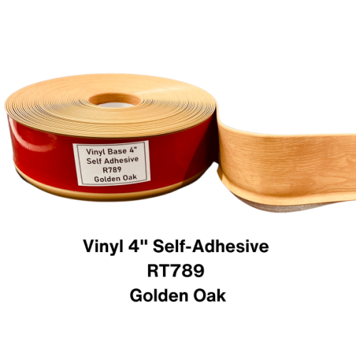 Vinyl Base Self Adhesive 4″ & 6″ options – Sold by Linear Feet – 4" x 1/8" x 100' – Golden Oak