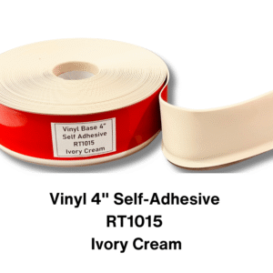 Vinyl Base Self Adhesive 4″ & 6″ options – Sold by Linear Feet – 4" x 1/8" x 100' – Ivory Cream