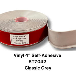 Vinyl Base Self Adhesive 4″ & 6″ options – Sold by Linear Feet – 4" x 1/8" x 100' – Classic Grey
