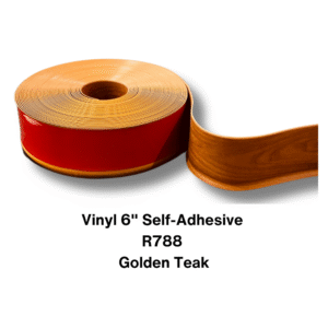 Vinyl Base Self Adhesive 4″ & 6″ options – Sold by Linear Feet – 6" x 1/8" x 100' – Golden Teak