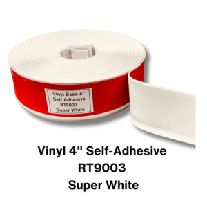 Vinyl Base Self Adhesive 4″ & 6″ options – Sold by Linear Feet – 4" x 1/8" x 100' – Super White