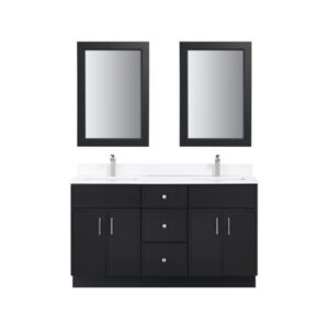 TC Wood Vanity – Black Double Sink – Tiny Slim