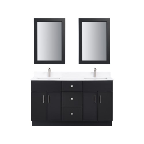 TC Wood Vanity – Black Double Sink – Tiny Slim