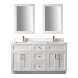 TC Wood Vanity – White Double Sink – Shaker
