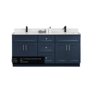 TC Wood Vanity – Blue Double Sink – Shaker