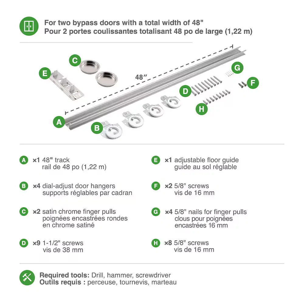 Onward – Door Hardware Sliding Door Kit 48″- 14648BC - Image 3